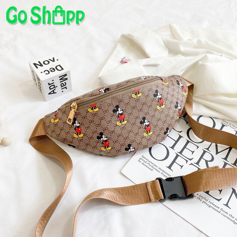 Waist Bag Import Kulit PU Motif Mickey - Waist Bag Wanita Import - Tas Pinggang Wanita [WB04]