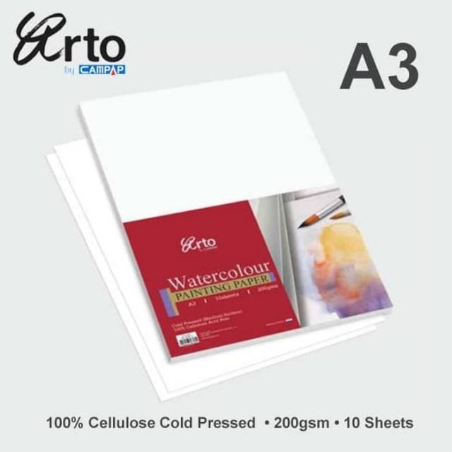 

Arto A3 Watercolour Paper / 10 Sheets / 200 Gsm / Cellulose / Cold Pressed