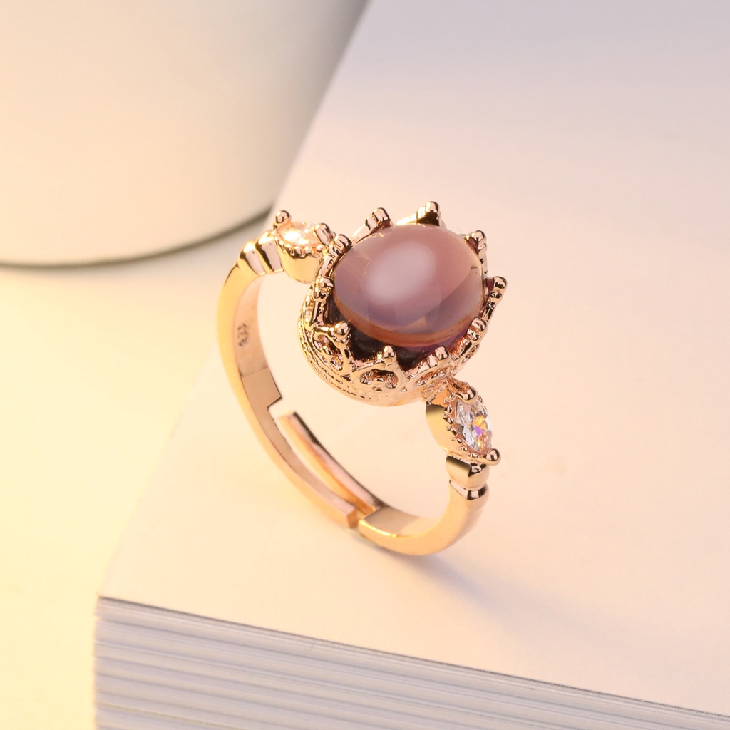 Cincin Sterling Silver 925 Dengan Batu Amethyst Warna Rose Gold Untuk Wanita Ccc45