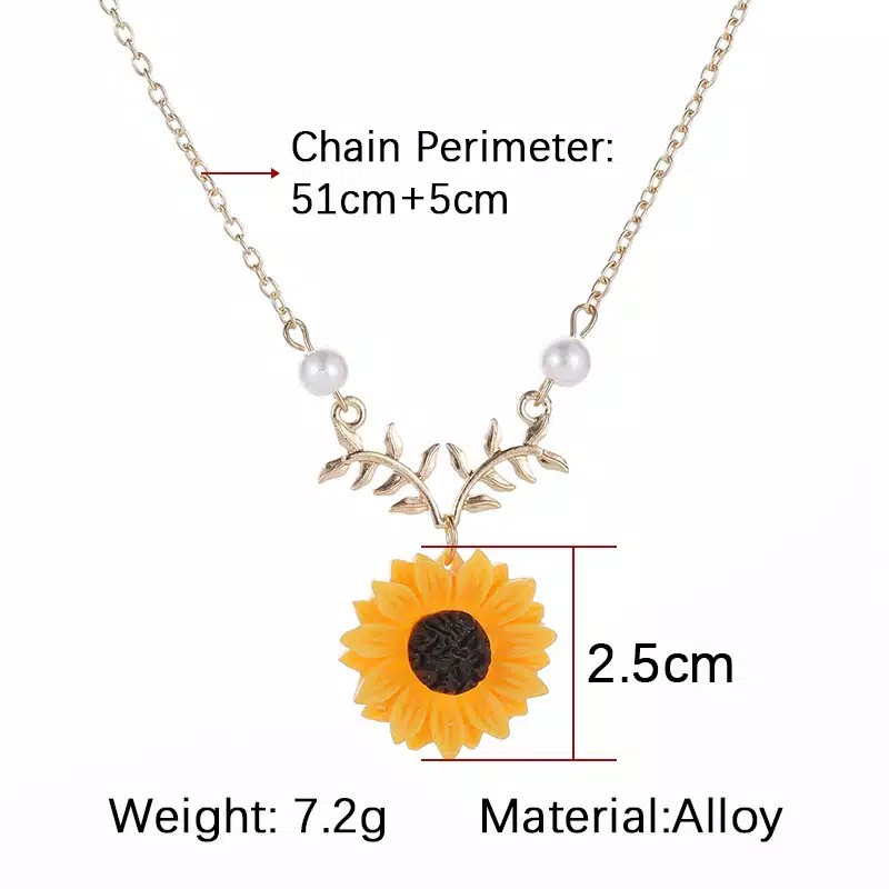 Kalung Bunga Matahari Liontin Sunflower Full color Rantai Panjang Feminim Korean Fashion Style