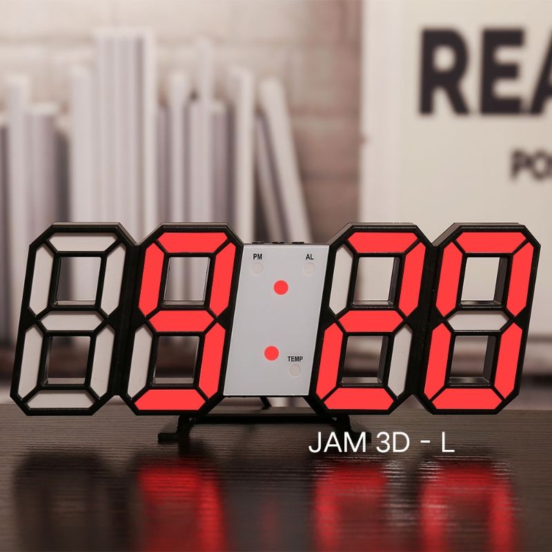 Jam Dinding Digital LED 3D Gaya Modern Untuk Dekorasi Ruang TamuJam Digital LED Full Angka 3D Unik Untuk Dekorasi Meja Dinding Ruang Tamu-JAM 3D - L