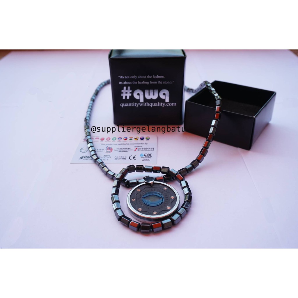 kalung QUANTUM PENDANT LIONTIN BIRU magnet permata kesehatan korean