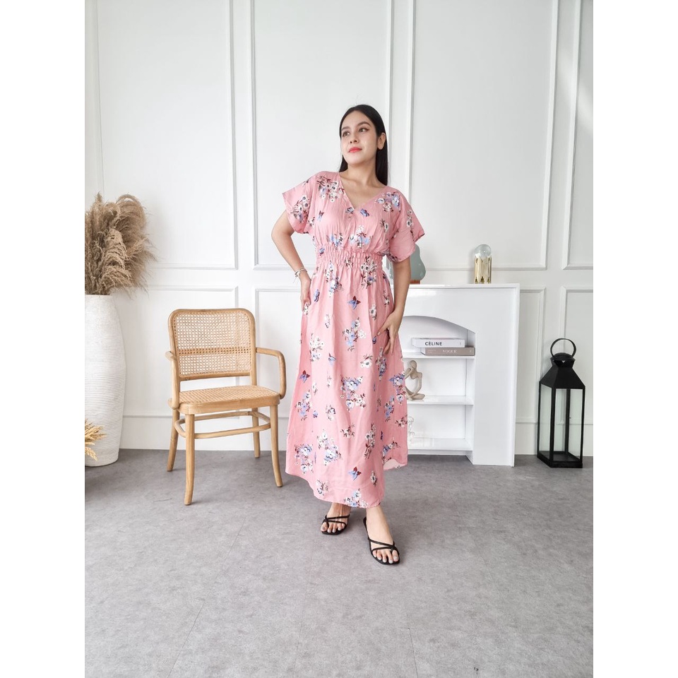 Daster Putri Bali [DPB] Dress Daster Kezia Panjang Motif Farfalla Bunga Bisa COD