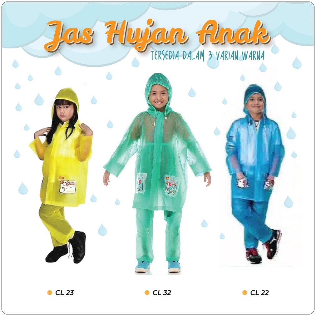 Jas Hujan Anak SD Usia 7-10 tahun hijau