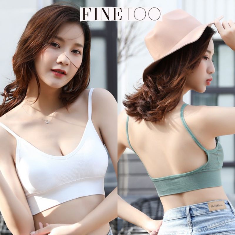 FINETOO FT02 Sport Bra Busa Tanpa Kawat Tali Kecil 9 Warna Push Up Gym Fitness Jogging Yoga Pakaian Dalam