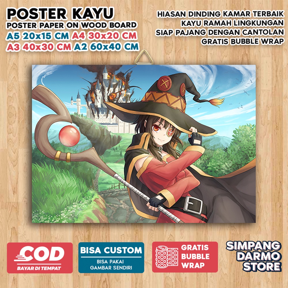 Jual Poster Kayu Konosuba Cute Aestehic Tema Anime Isekai Wibu Waifu
