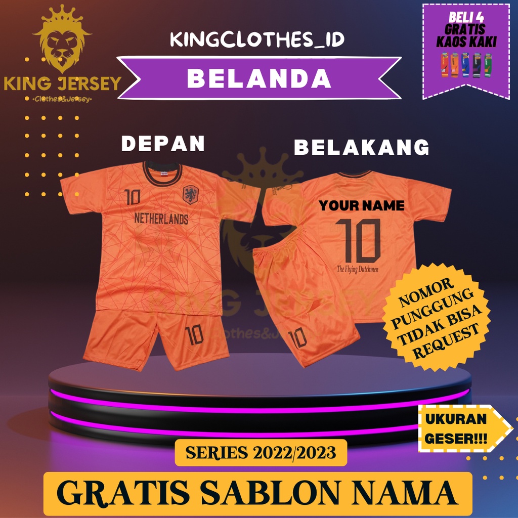 JERSEY BOLA BELANDA 2022/2023 UNTUK ANAK ANAK 0-15 TAHUN KEATAS