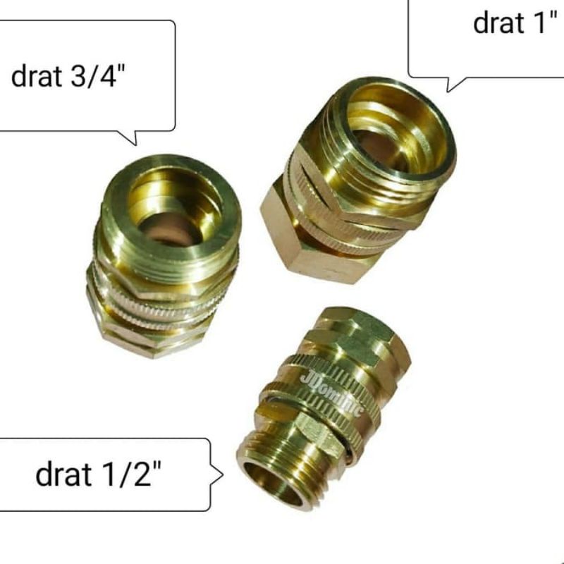sambungan drat flexible quick release flip slip lock - bahan kuningan brass drat 1/2 inchi 3/4 inc 1