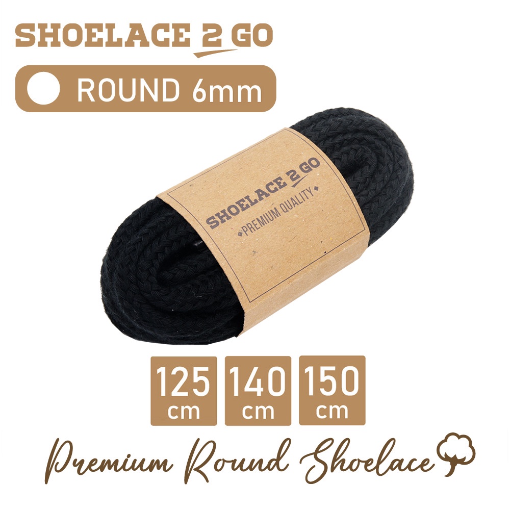 SHOELACE 2 GO PREMIUM TALI SEPATU BULAT ROUND - B1 - BLACK