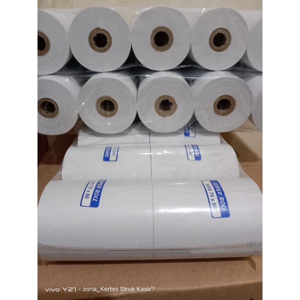 

KERTAS STRUK KASIR HVS 75 X 60 MM -(1PLY) -UNTUK PRINTER DOT MATRIX EPSON TM- U220 D / B