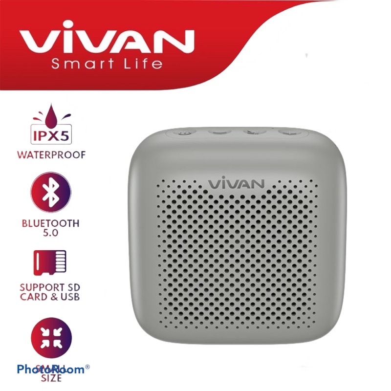 Vivan Speaker Bluetooth VS1 V 5.0 Waterproof Outdoor Speaker Mini Garansi Original Resmi-GRAY