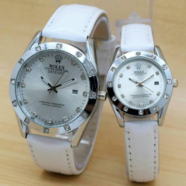 Jam Tangan Couple Rolex Kulit PUTIH / WHITE - RX001