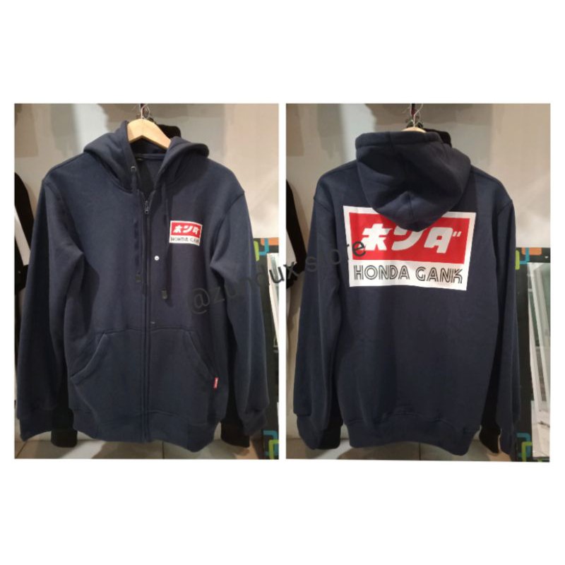 JAKET HONDA GANK BIRU DONGKER ZIPPER ORIGINAL BY PRIVATEER MERCH