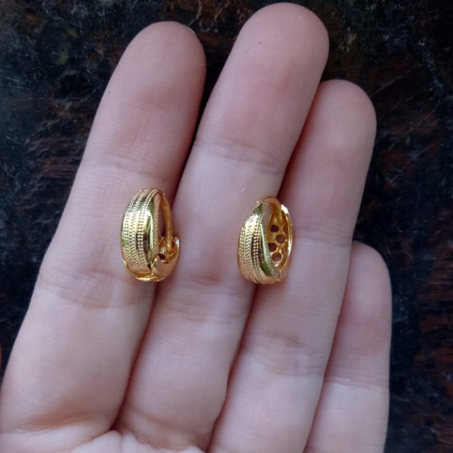 Anting ukir gold lapis 24k suping