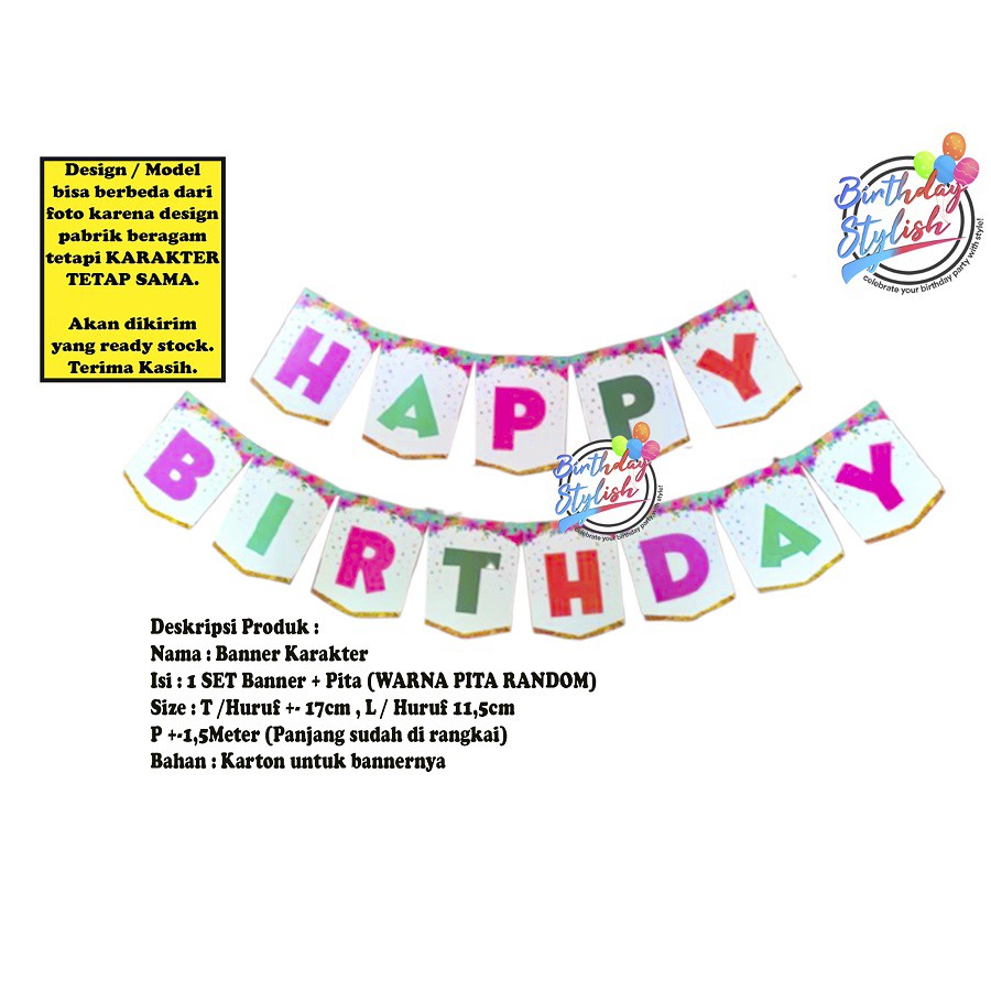 Banner Karakter Unicorn Ultah/ Bunting Flag Ultah Unicorn/ Banner Ultah Unicorn Karton