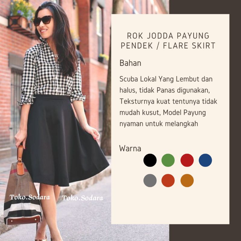 Rok Payung Jodda Scuba Pendek // Rok Flare skirt premium // Rok Wanita Mayung