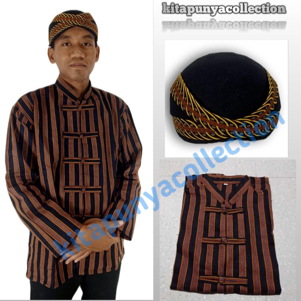 kebaya wanita FREE ONGKIR Baju Surjan Lurik Adat Jawa Pria Bonus Blangkon / Baju Jawa Lurik Bonus Bl