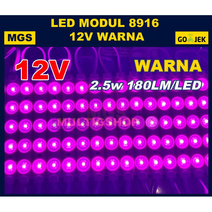 100 Pcs Modul 5630 5 LED + Lensa Type 8916 12V - Warna