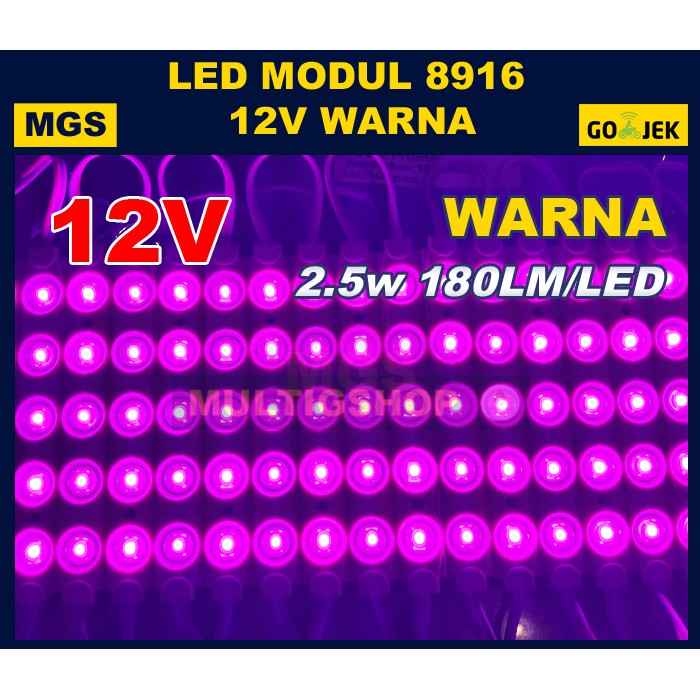 100 Pcs Modul 5630 5 LED + Lensa Type 8916 12V - Warna