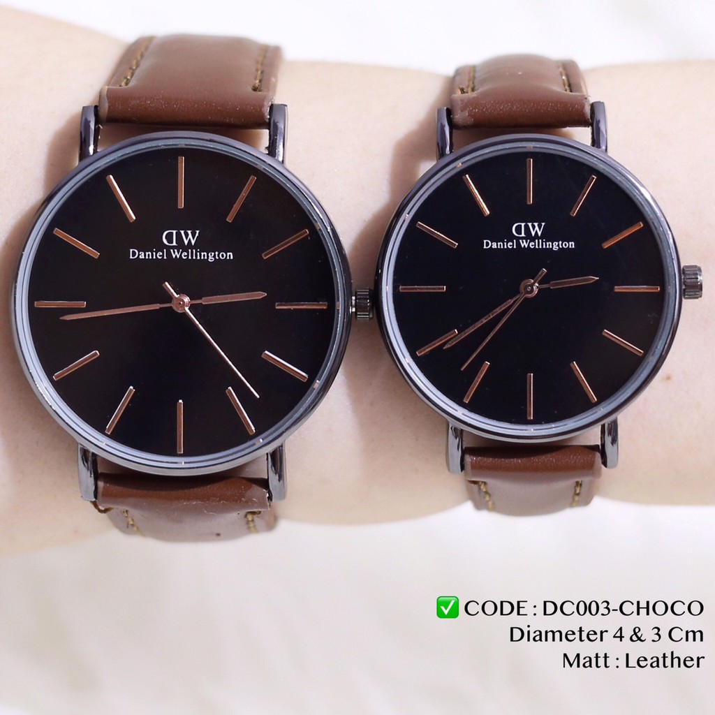 Jam tangan COUPLE kulit pria wanita premium HARGA satuan FREE BATERAI grosir Murah DC026 DC003