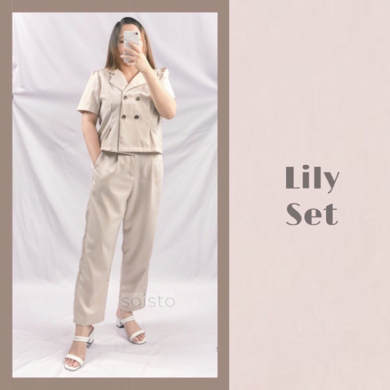 Lily Set Long Casual Setelan Formal Baju Kondangan Fashion Wanita Jumpsuit
