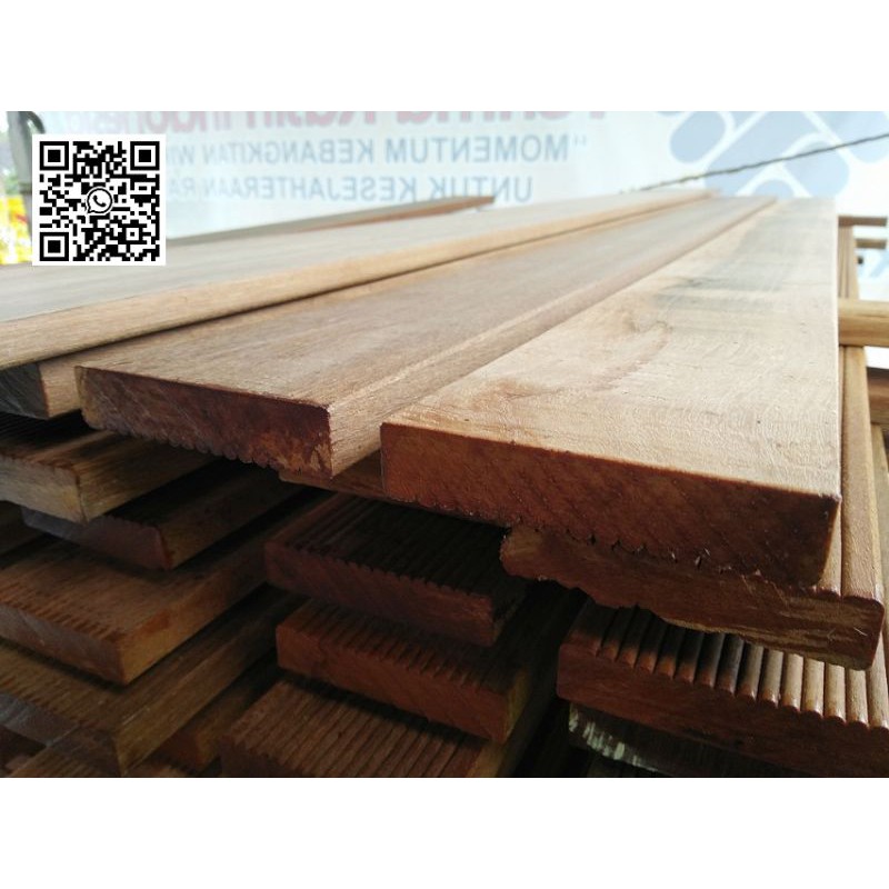 Jual Decking Lantai Kayu Bengkirai Kualitas Ekspor Ukuran 19 X 9 X 150 Cm Non Ulin Merbau Jati 