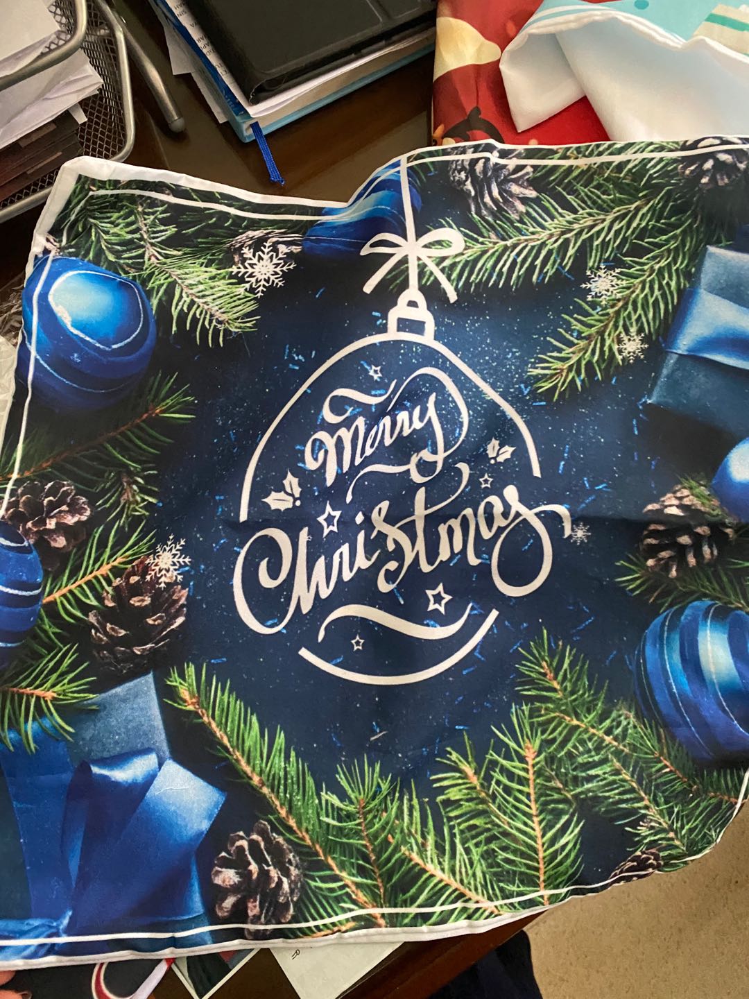 Sarung Bantal Sofa Natal Merry Christmas Kursi Dekor Kado Santa Claus Motif Printing Sbn 04