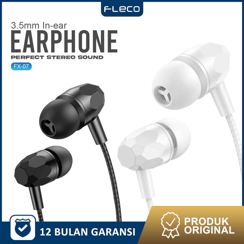 HANDFREE Earphone Mic Earbuds in Ear Noise Cancelling Awet Universal FX-07 FLECO - Garansi 1 Tahun Rusak Ganti Baru