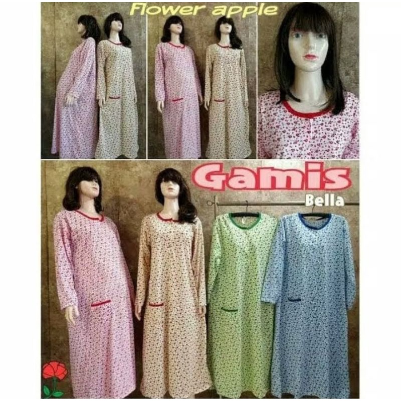 Baju tidur, daster muslim, gamis flower jumbo, gamis ibu hamil