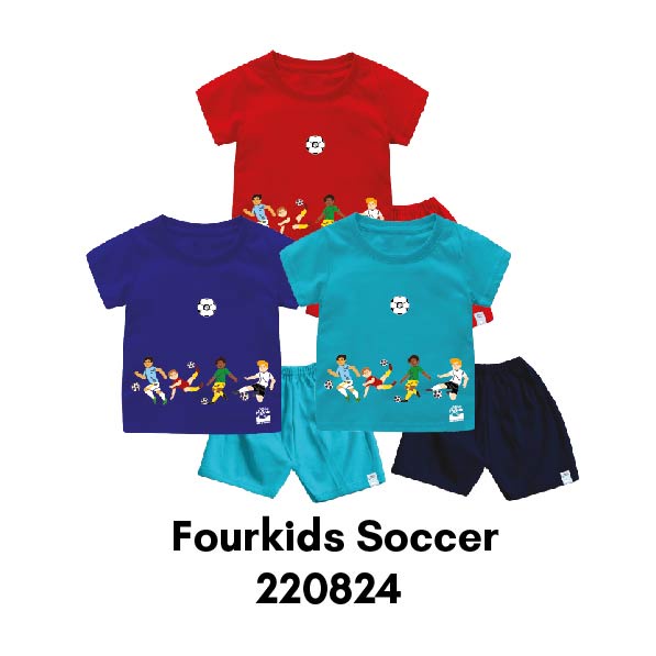 Setelan Bayi &amp; Anak Fourkids Soccer Edisi NAF World Cup Usia 6 Bulan-8 Tahun Bahan Katun Premium