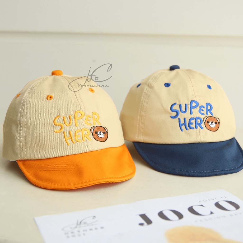Jocoproduction - Topi Fashion Anak - Bayi Laki-laki & Perempuan Motif Super Hero Bear Pet Cute Unisex Bordir-4