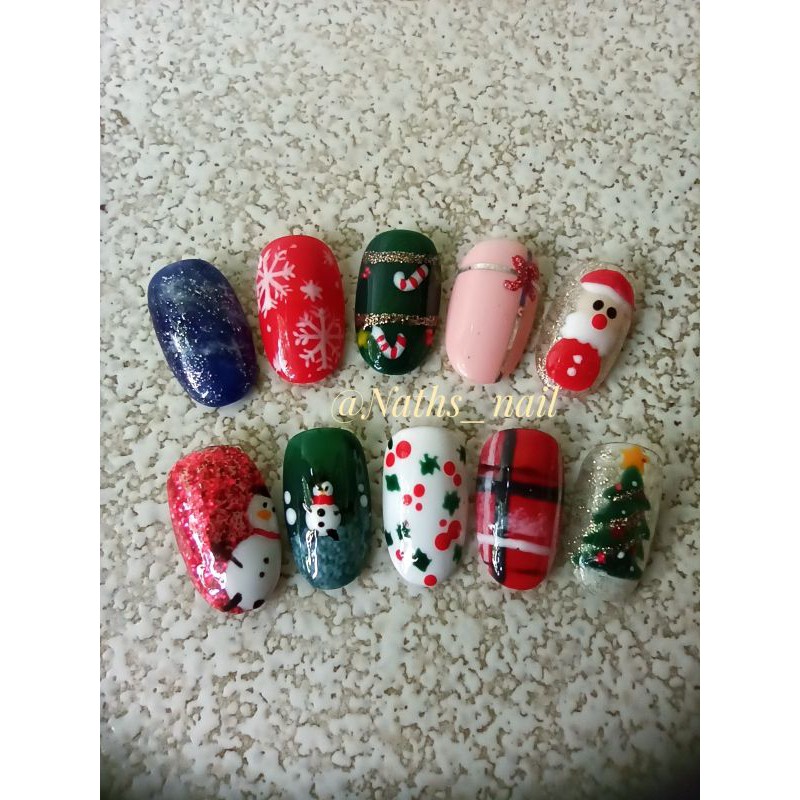 custom fake nails/kuku palsu/christmas/natal