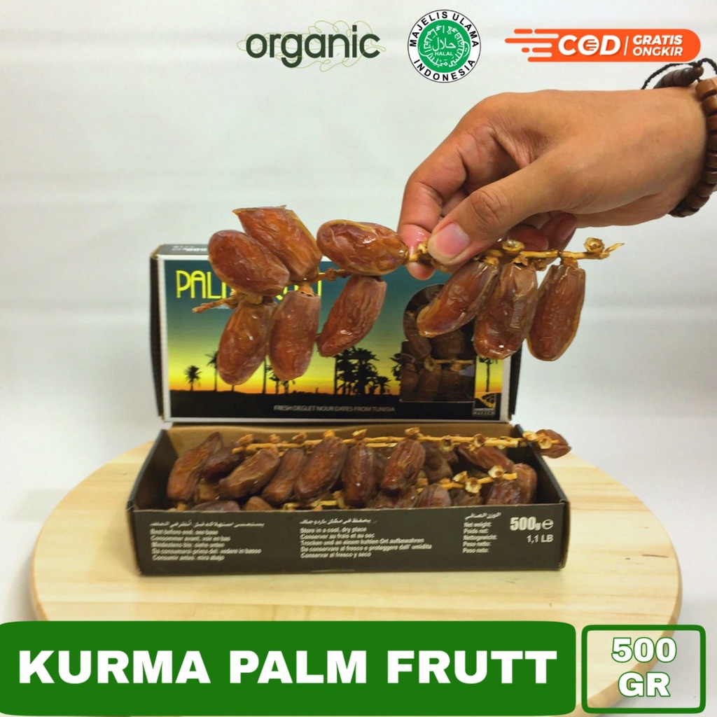 

KURMA PALM FRUTT 500 GRAM PER DUS 12 PCS / KURMA PALM FRUIT / KURMA TUNISIA TANGKAI / PALMFRUTT