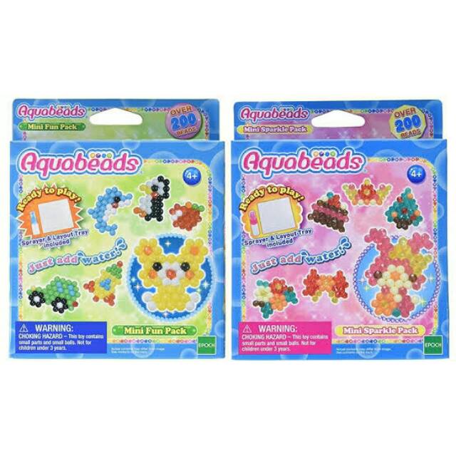 AQUABEADS MINI FUN SPARKLE PACK REFILL BEADS WITH SPRAYER AND TATAKAN LAYOUT