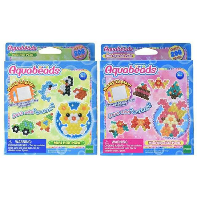 AQUABEADS MINI FUN SPARKLE PACK REFILL BEADS WITH SPRAYER AND TATAKAN LAYOUT