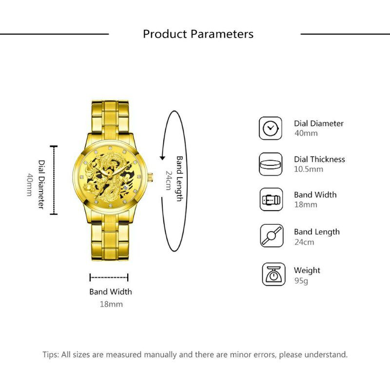 (COD) Jam Tangan Naga Emas Pria Original Finite 100% Anti Air 3 ATM Stainless Steel Quartz Milenial