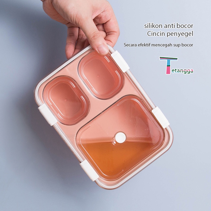 Lunch Box /3/4 Grid tempat makan Dengan Dengan Kotak Sup Dan Sendok Gratis/1250ml kotak bekal