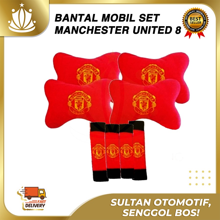 Bantal Jok Mobil Man United Set 8 PC / Bantal Leher Mobil MU 8 PC PROMO MURAH