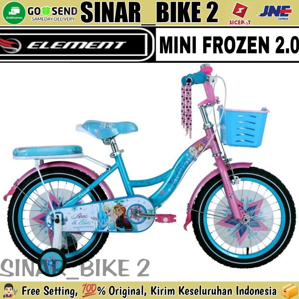 Sepeda Mini Anak Perempuan 12 16 &amp; 18 Inch ELEMENT FROZEN 2.0 Mini Karakter