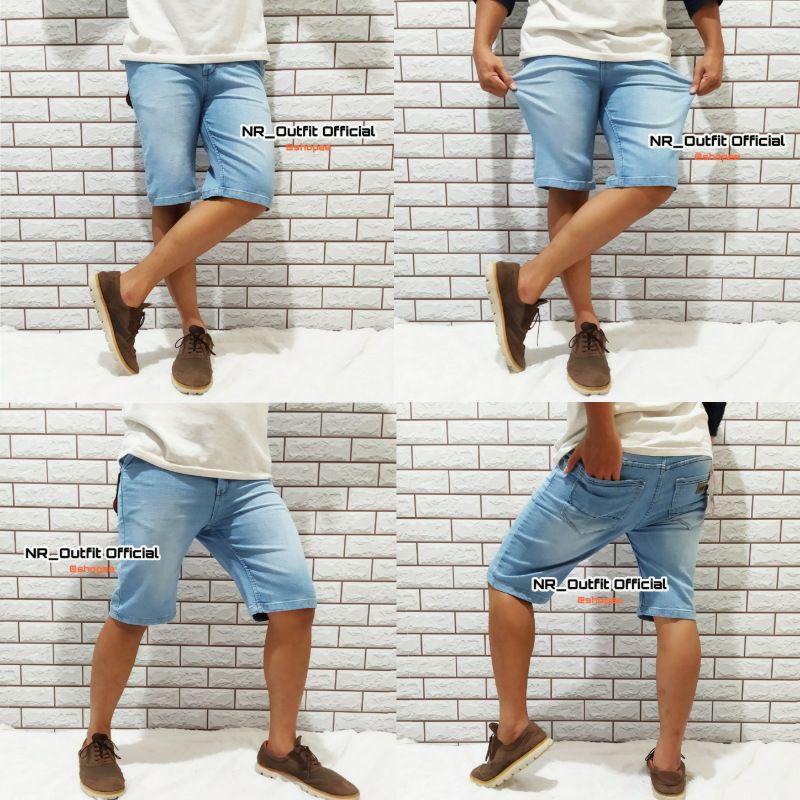 Celana Jeans Pendek Cowok Slim Fit Skinny Stretch Pria Size 27-38 NR_Outfit Official COD