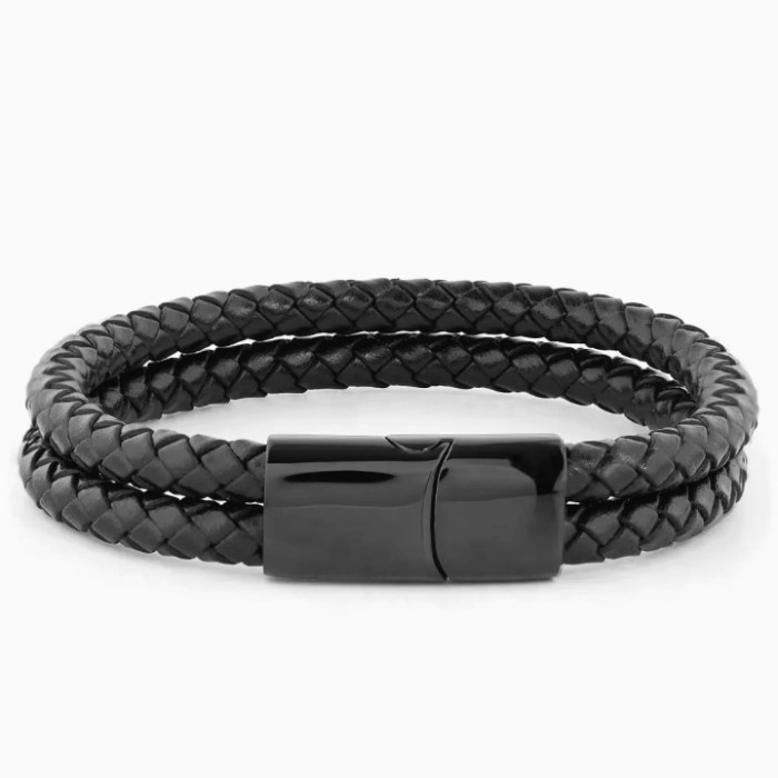 Gelang Kulit Ori Pria Wanita Pasangan Anak Leather Bracelet Titanium