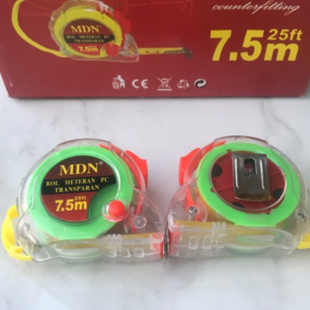 Meteran Rol MDN Transparan 7,5 M - Meteran Gulung 7,5 M - Meter Roll - Measuring Tape