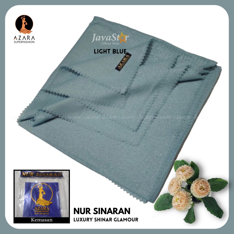 (GROSIR COD) Jilbab Azara luxury NUR sinar glamour Laser Cut kerudung hijab segiempat glowing-Light Blue