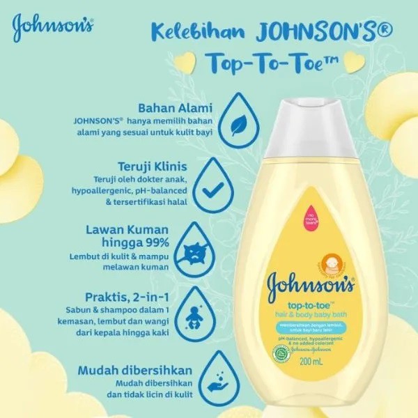 Johnson's Baby Top To Toe Hair &amp; Body Baby Bath Sabun Bayi 200 ml
