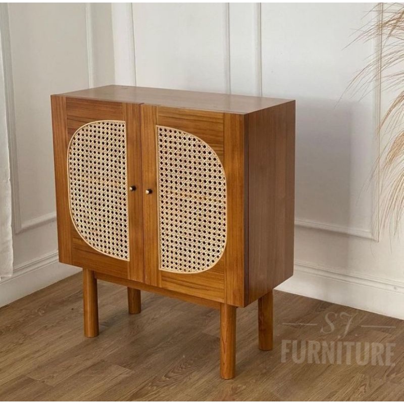 BUFET RETRO ROTAN KAYU JATI | NAKAS ROTAN | BUFET ROTAN FURNITURE JATI