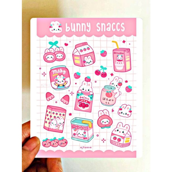 

48pcs Stiker AESTHETIC WATERPROOF Desain Dreamy Pink Bunny Untuk Dekorasi Scrapbook tumblr photobook photocard