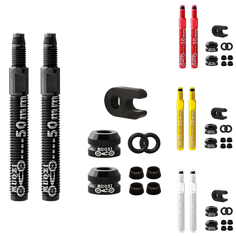 MUQZI 2Pack Bike Presta Vae Extender 50mm Clincher Tire Removable Vae Inner Tube Extension Vae Adapter with Core Tool 1