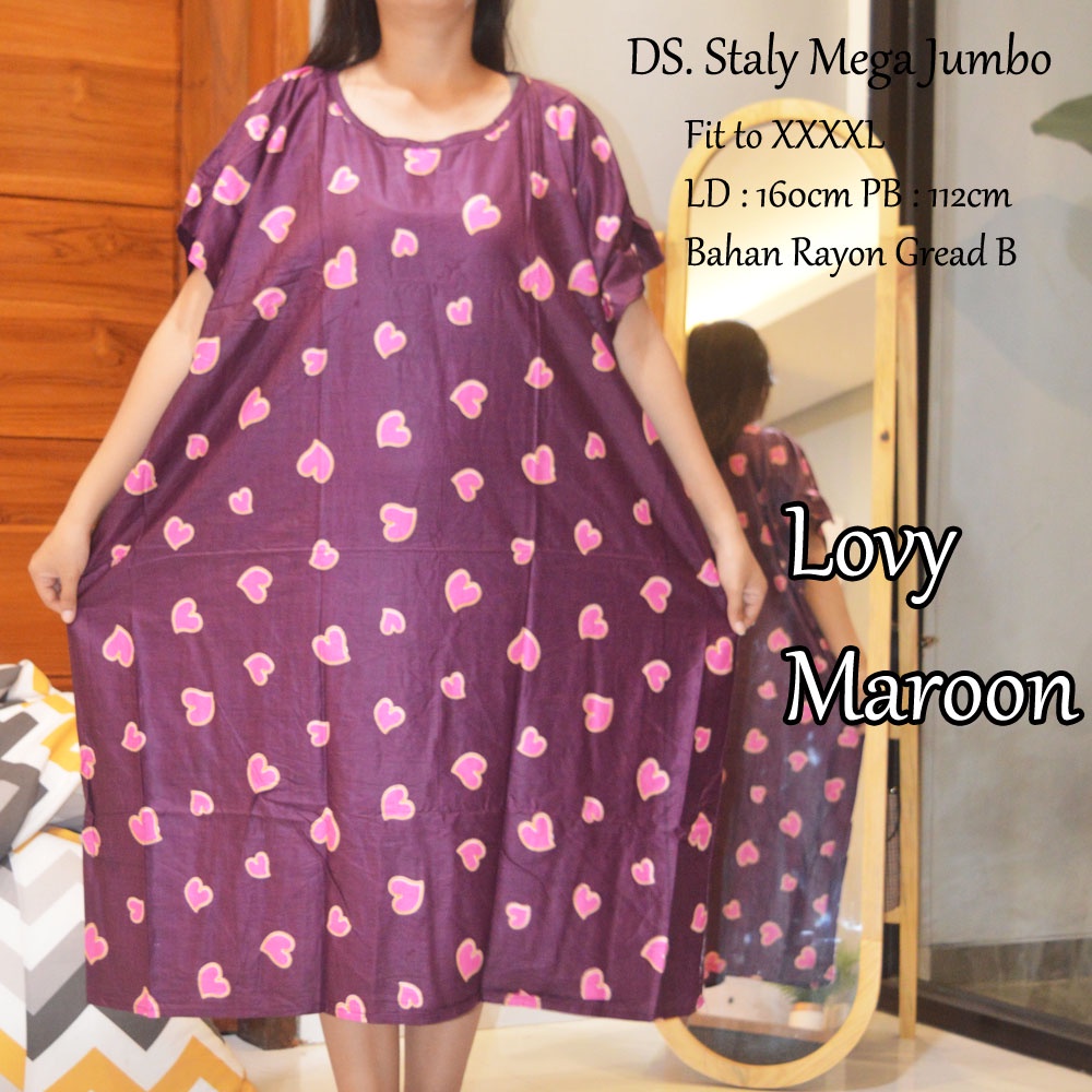 Daster Mega Jumbo Staly LD 160cm || Daster Jumbo Murah-Lovy Maroon A