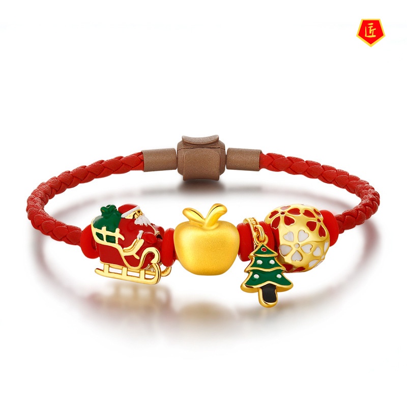 [Ready Stock]Sweet and Cute Gold Apple Bracelet Christmas Gift