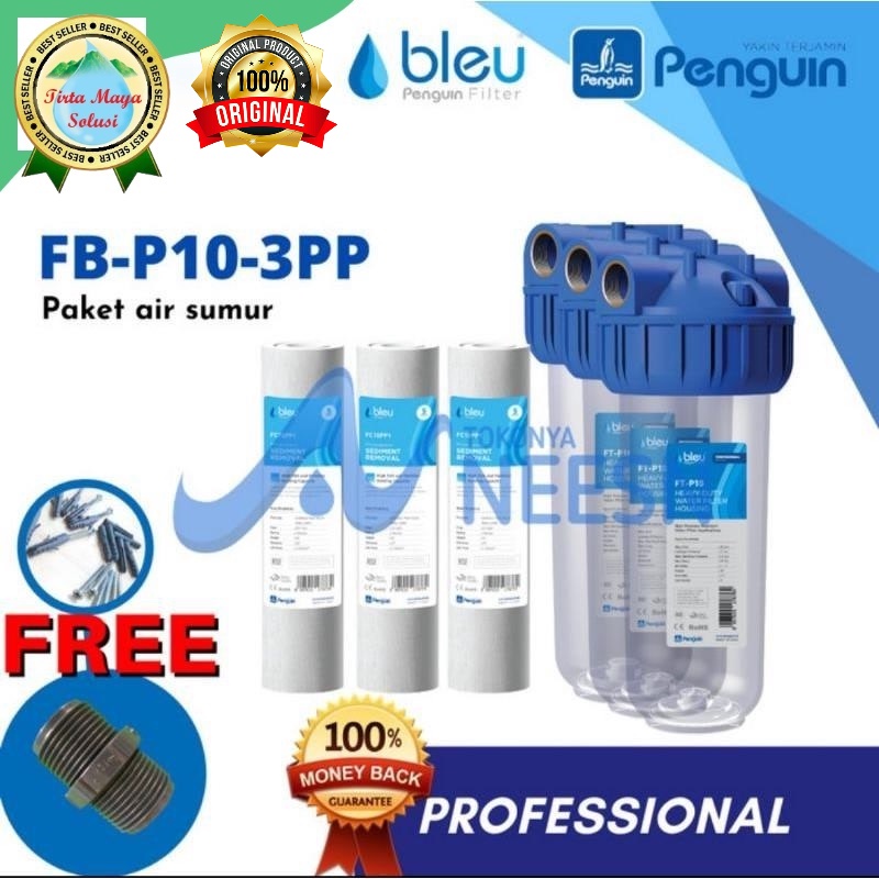 Paket filter air sumur/toren PENGUIN PBF 10 inch PRO 3 paket PP